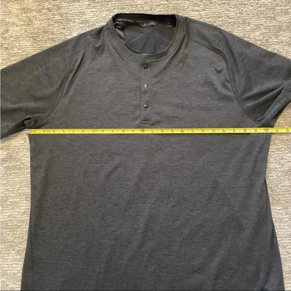 Adidas Adicross Shirt Mens Size XL Gray Performance Henley Snap Short Sleeve